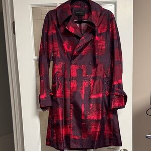 BCBGMaxAzria Red and Burgundy Printed Shirt Jacket